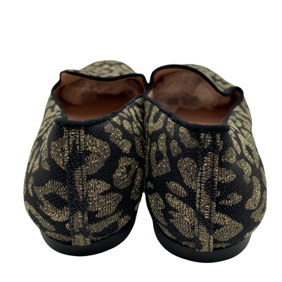 J. Crew Womens Shoes Smoking Flats Size 8 Black Gold Slip On Feminine Chic - Picture 8 of 13